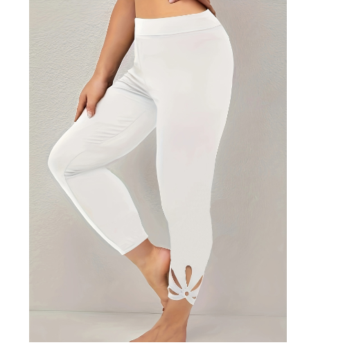 Plus Size High Rise Cut Out Capri Leggings for Women