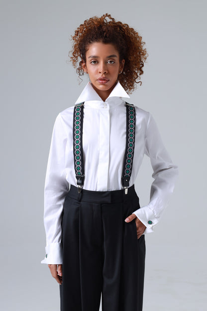 Sicily Meadow Green Floral Patterned Silk Suspenders