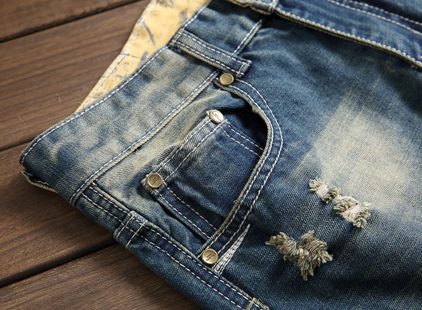 Men's Vintage Style Ripped Denim Jeans (Slim Fit)