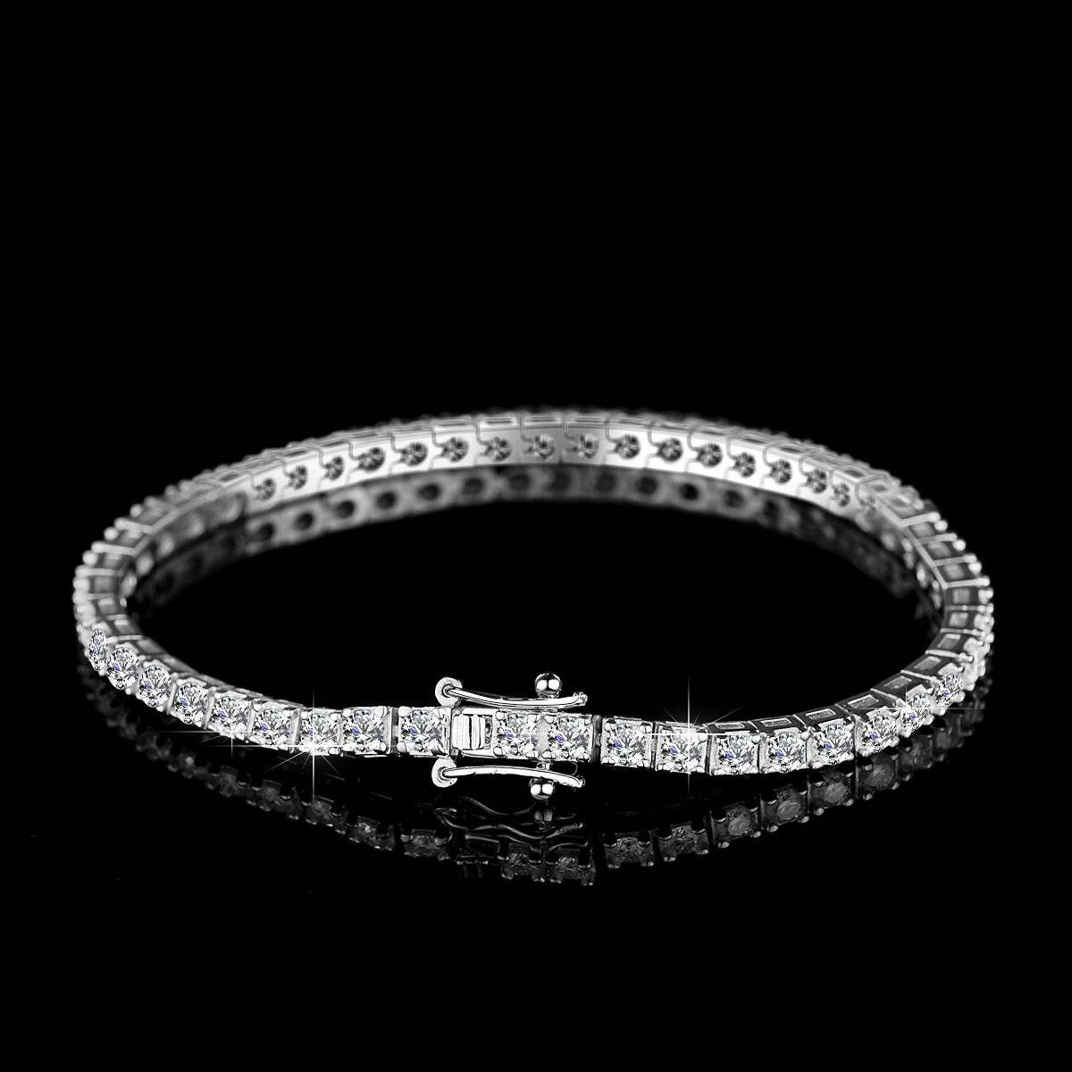VVS1 Moissanite S925 & 14K Tennis Chain Iced Out Necklace and Bracelet, 6–26 Inch, 2–6.5mm Round Cut D-Grade Certified Moissanite, Sterling Silver White Gold Plated, Hypoallergenic Hip Hop Jewelry