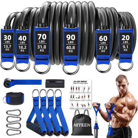 Heavy Resistance Bands for Working Out NITEEN Resistance Bands with Handles Weight Exercise Bands for Men Women Workout Bands with Door Anchor and Ankle Straps Strength Training Equipment