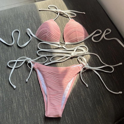 2022 Sexy Heart-Shaped Drawstring Bikini Swimsuit