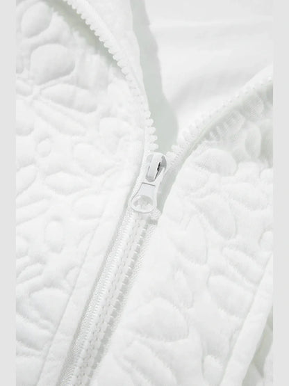 Baseball Collar Floral Quilted Jacket