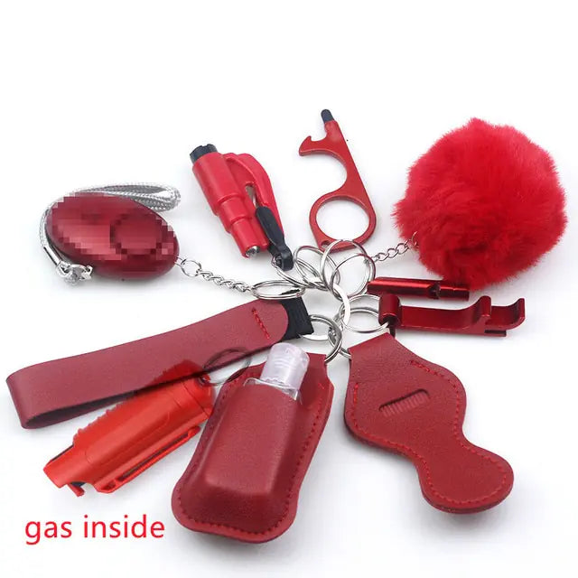 11pcs Self-Defence Keychain Set Multi-Function Keyring