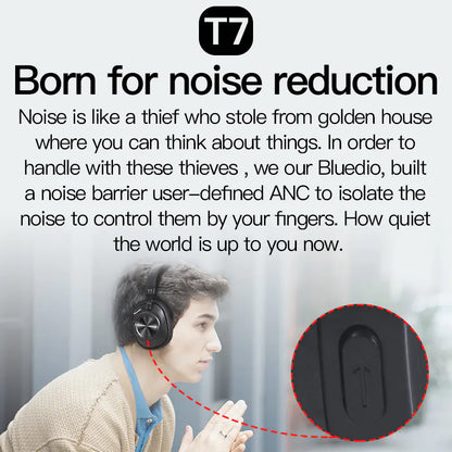New T7 Bluetooth Headphones with Active Noise Cancelling