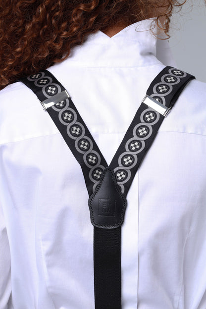 Sicily Chalk White Floral Patterned Silk Suspenders