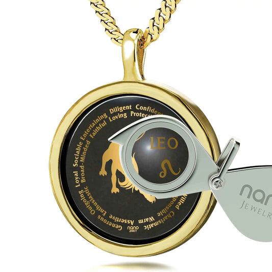 Universal Leo Necklaces for Lovers of the Zodiac 24k Gold Inscribed