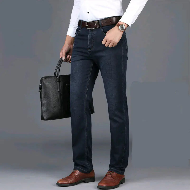 Men's Business Casual Fleece-Lined Slim Jeans