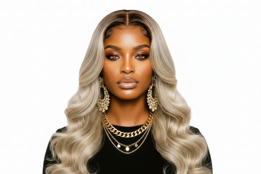Light Ash Blonde Balayage Wig 24' Human Hair Body Wave Wear and Go Glueless Blonde Prebleached