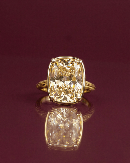 Sterling Silver Elongated Cushion Light Yellow CZ Cocktail Ring