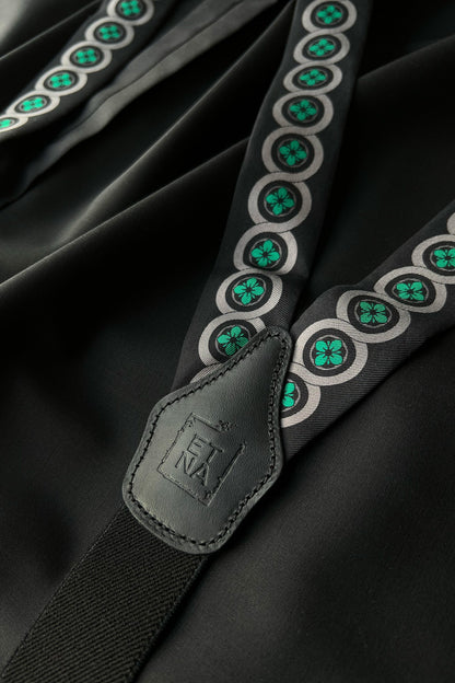 Sicily Meadow Green Floral Patterned Silk Suspenders
