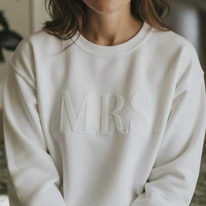 Mrs. Embossed Women's Sweatshirt Wedding and Engagement Gift