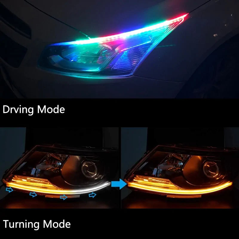 2 Pieces RGB Daytime Strip For Headlight