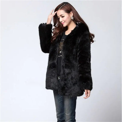 Faux Fur Coat - Warm Outerwear Jacket