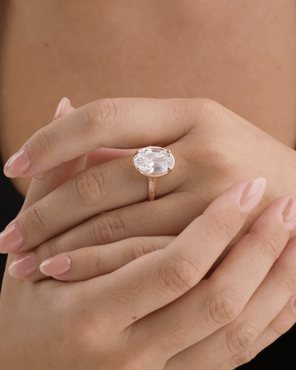 Sterling Silver Oval Cut CZ Cocktail Ring