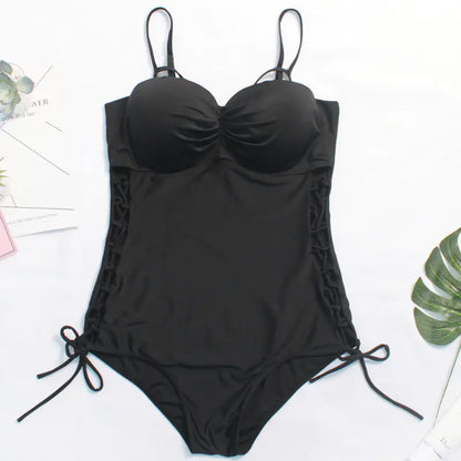 Plus Size Sexy One-Piece Swimsuit with Cutouts