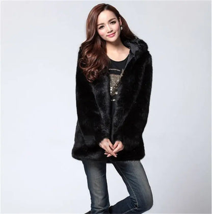 Faux Fur Coat - Warm Outerwear Jacket