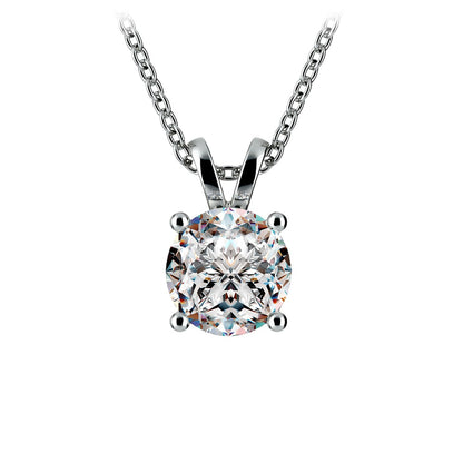 AGI Certified 2.00 CTW Prong Set Round Lab Grown Solitaire Diamond Pendant (G-VS) in 14K White or Yellow Gold