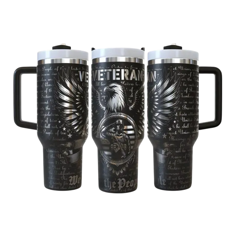 Veteran Tribute – “We the People” 40oz Tumbler with Handle