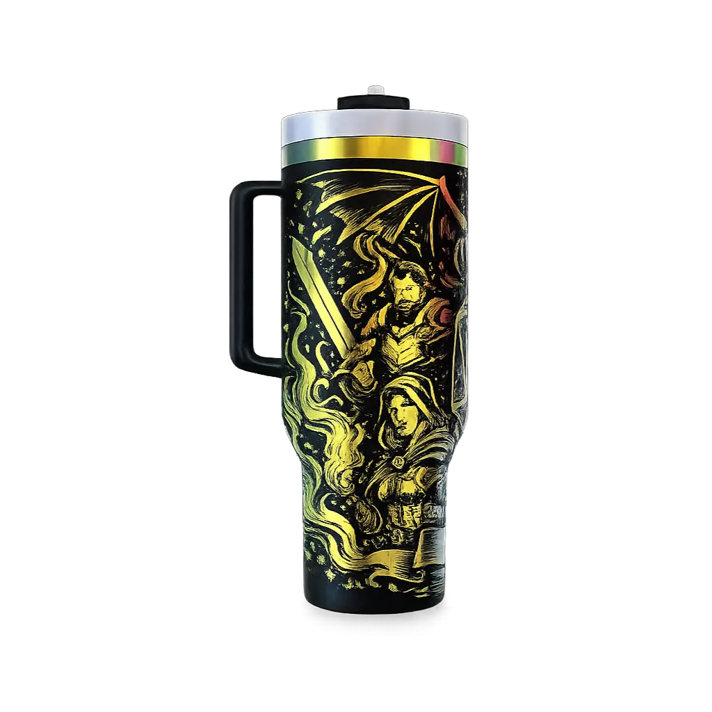 🎲 Fantasy “Let’s Roll” 40oz Tumbler with Handle