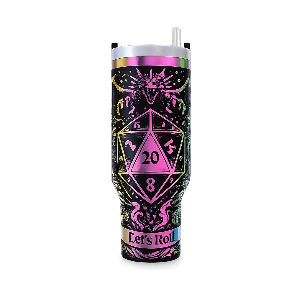 🎲 Fantasy “Let’s Roll” 40oz Tumbler with Handle
