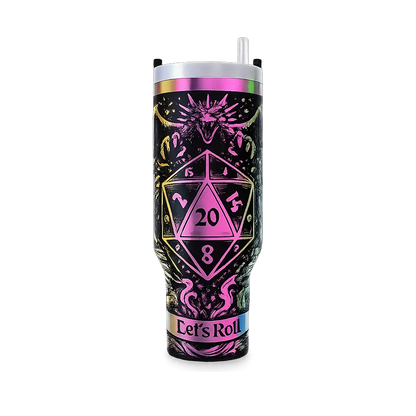 🎲 Fantasy “Let’s Roll” 40oz Tumbler with Handle