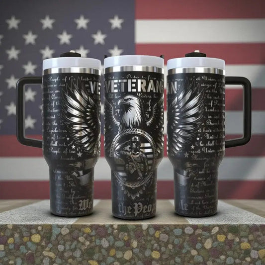 Veteran Tribute – “We the People” 40oz Tumbler with Handle