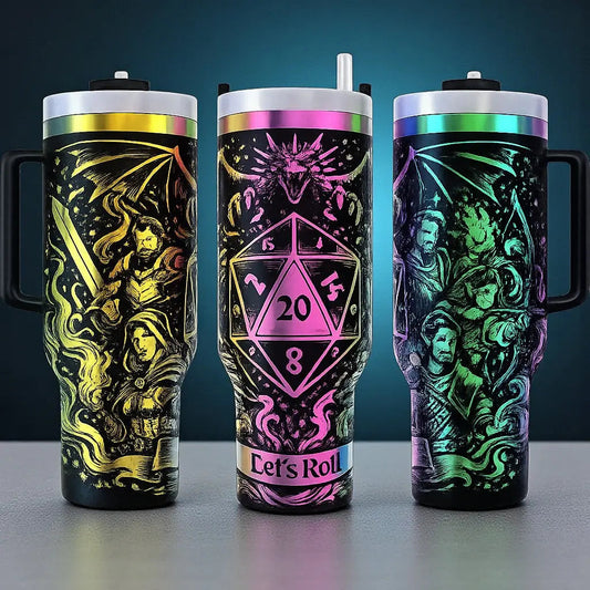 🎲 Fantasy “Let’s Roll” 40oz Tumbler with Handle