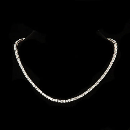 White Gold Plated Round Cut Diamond Tennis Chain