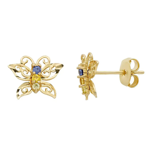 Universal 14k Gold Hollow Butterfly Stud Earrings