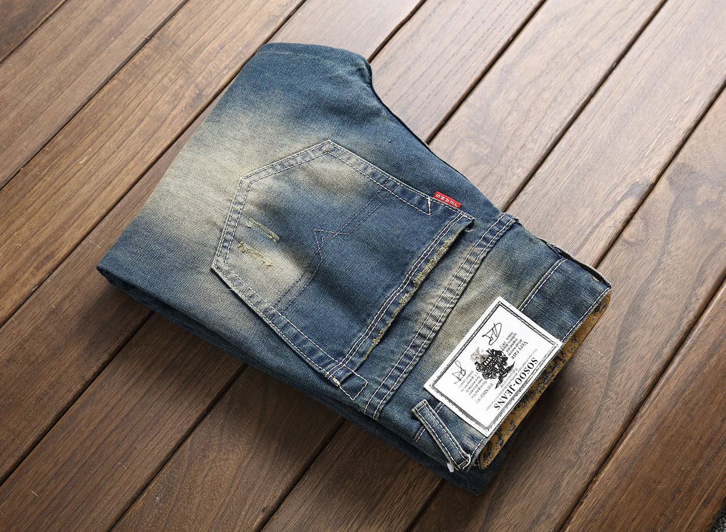 Men's Vintage Style Ripped Denim Jeans (Slim Fit)