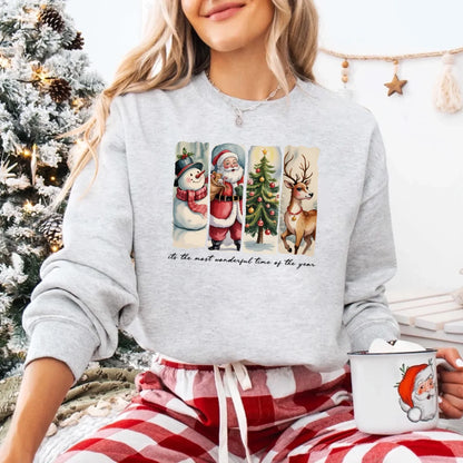 Vintage Santa Sweatshirt Wonderful Time Christmas Crewneck