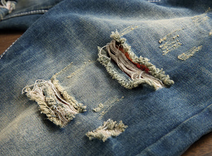 Men's Vintage Style Ripped Denim Jeans (Slim Fit)