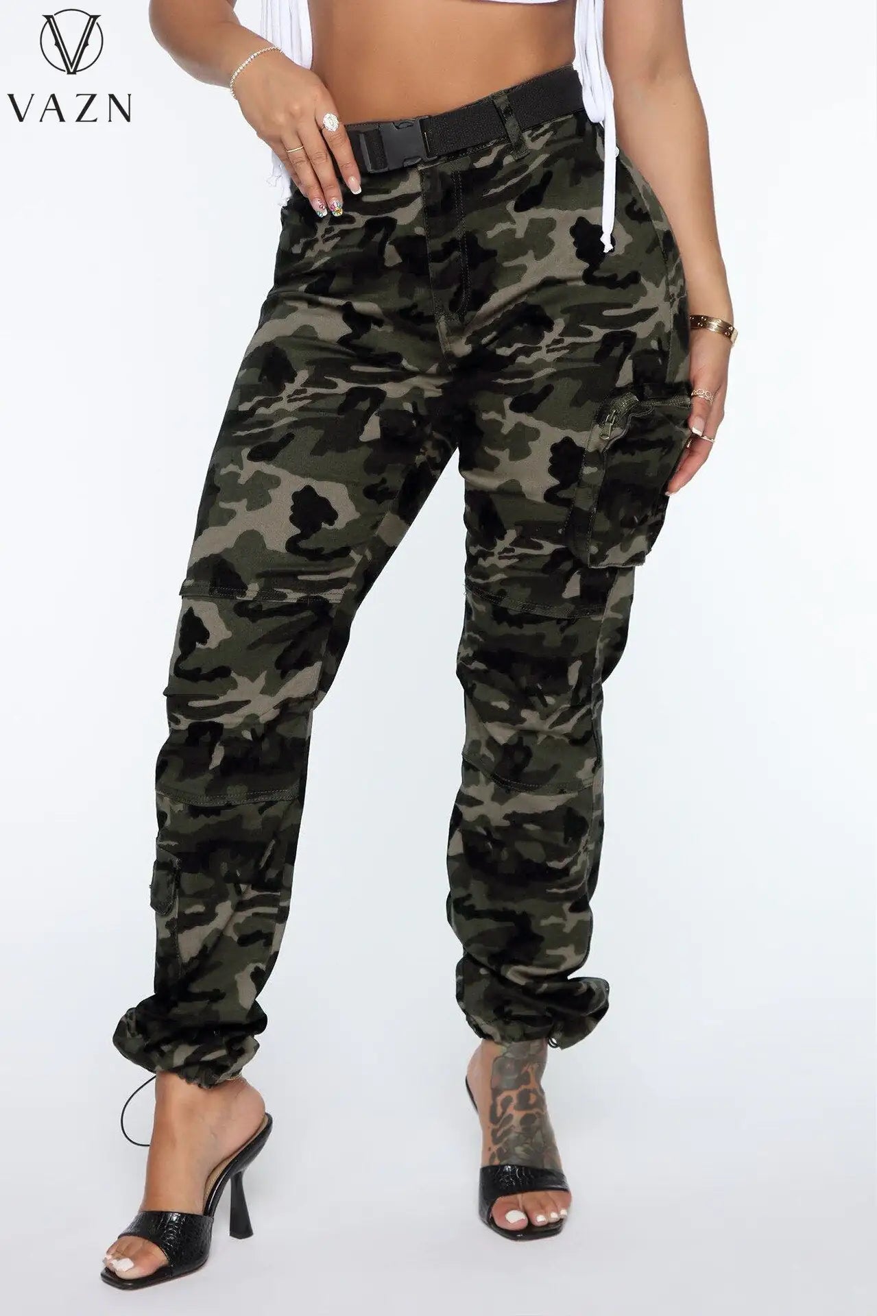 Universal Women Pockets Camouflage Denim Long Pants