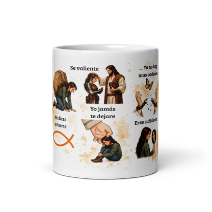 Taza Cristiana de Fe y Fortaleza – Taza Inspiradora de Jesús para Café ☕🙏