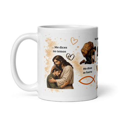 Taza Cristiana de Fe y Fortaleza – Taza Inspiradora de Jesús para Café ☕🙏