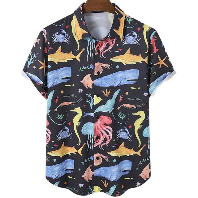 3D Coconut Tree Hawaiian Shirts For Men  Summer Beach Short Sleeve