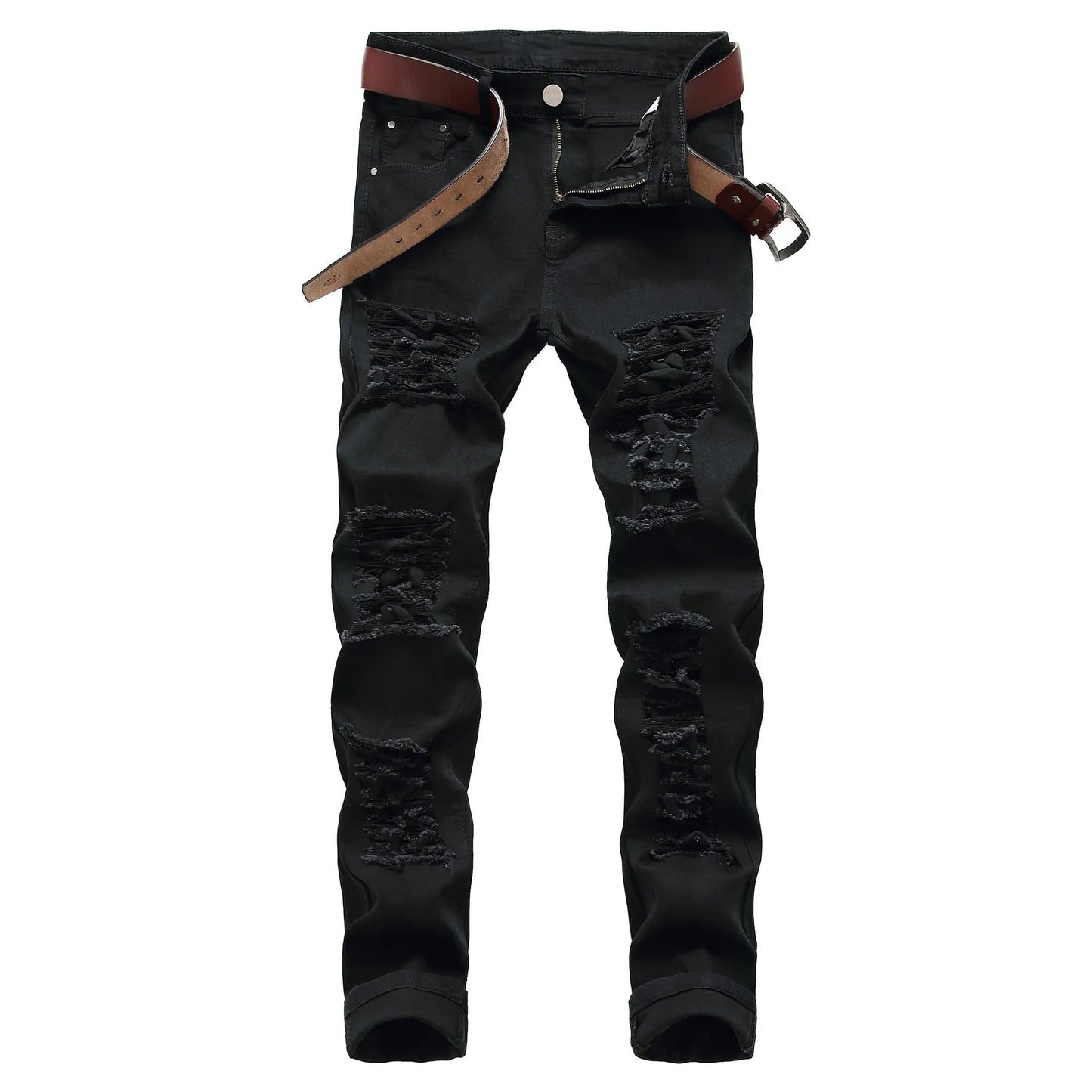 Men's White Ripped Skinny Jeans - Slim Fit Denim Pants