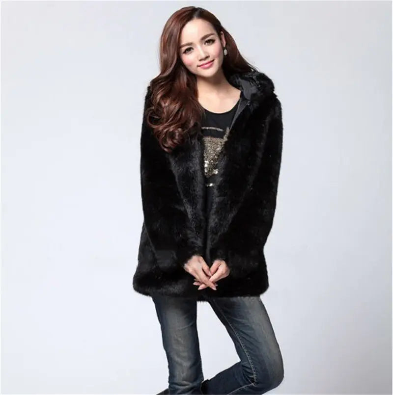Faux Fur Coat - Warm Outerwear Jacket