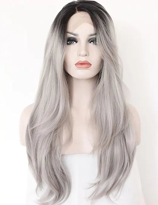 Lace Wig with Gray Hand-Crochet Design