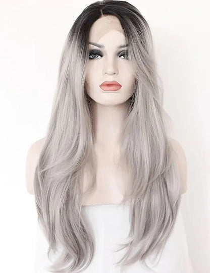 Lace Wig with Gray Hand-Crochet Design